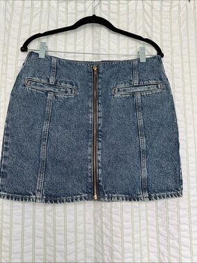 GAP Front-Zip Denim Mini Skirt - Blue
